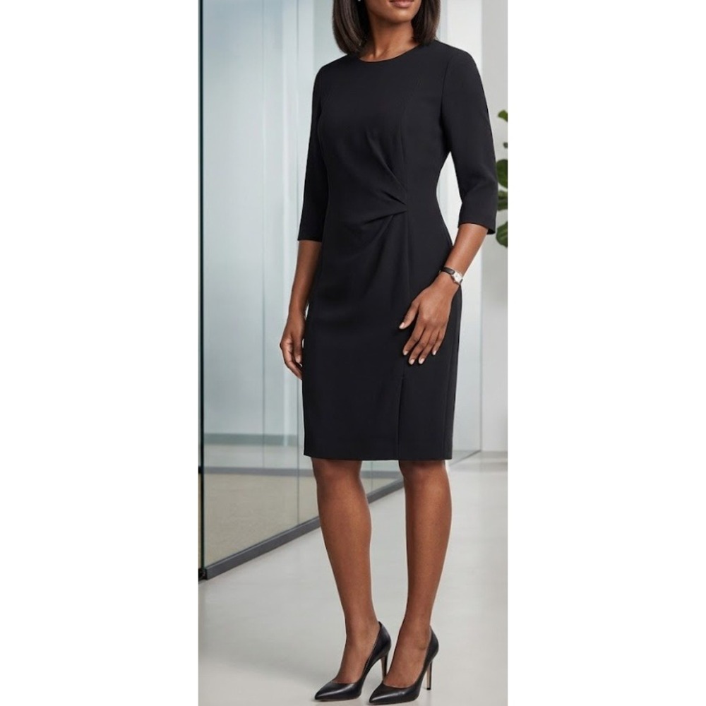 Hugo Boss Daperlina Work Dress Womens Black Sheath Dress 12 Professional